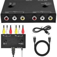 HOSPAOP RCA- HDMI keitiklis - dvigubas AV- HDMI adapteris, Wii HDMI adapteris, palaiko 1080P 60Hz, 16:9/4:3, skirtas WII/N64/PS 1/PS2/PS3/STB/Xbox/VHS/VCR/DVD ir kt.