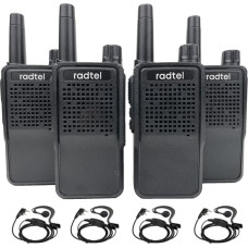 Radtel RT518 PMR446 įkraunamos radijo stotelės 22 kanalai Nemokama licencija Profesionalus radijo stotelės Walkie Talkie radijo ryšys su USB įkrovimo funkcija, skirtas statyboms, restoranams, prekybos centrams (4 vnt.)