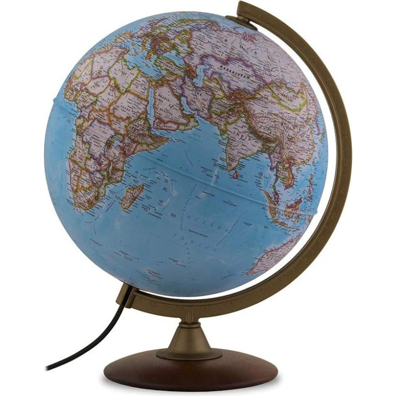 TECNODIDATTICA Natgeo Explorer Classic 30 Terrace Balloon | National Geographic Classic | Beech Wood Base | Illuminated | Text in Spanish | Diameter 30 cm