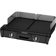Tefal BBQ Family TG800N10 Electric Table Grill, 2 Separate Grill Surfaces, 2 Thermostats, Non-Stick Coated Die-Cast Aluminium Grill Plates, Dishwasher Safe, Extra Deep Grooves, Black/Silver