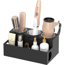 NIUBEE Plaukų įrankių organizatorius, juodo akrilo plaukų džiovintuvo ir stiliaus organizatorius, vonios kambario plaukų džiovintuvo laikiklis, kosmetikos laikiklis priedams, makiažui, tualeto reikmenims laikyti