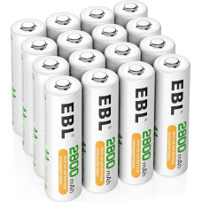 EBL 16 Pack rechargeable batteries 2800mAh AA AA NI-MH battery 1200 charge cycles low self discharge with storage box