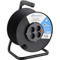 Electraline 94014 Leergehäuse der Kabeltrommel (4 Buchsen, 50 Meter Wickelkapazität) schwarz