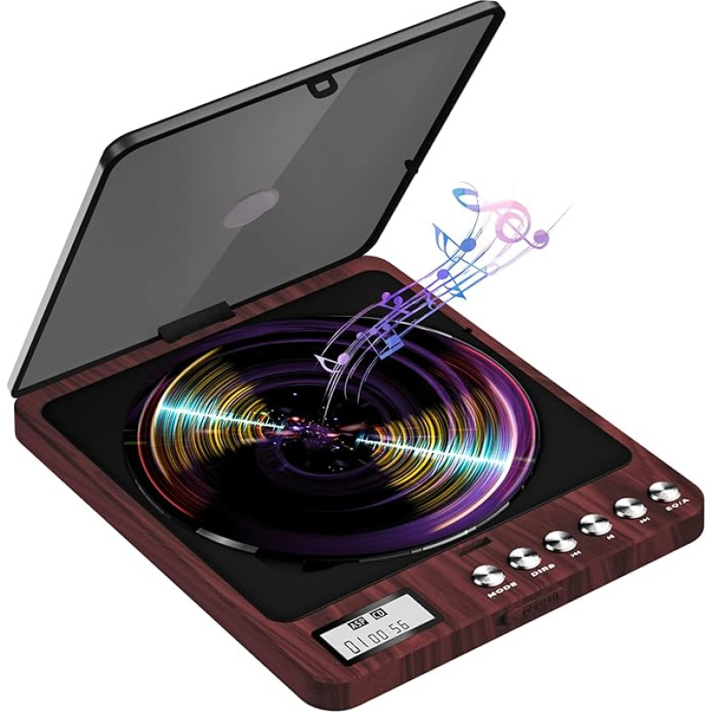 Portable CD Player with Speaker and Headphones Rechargeable Compact Disc CD Player Built-in 2000 mAh Lithium Battery Shockproof Function with LCD Display for Adults, Students, Children