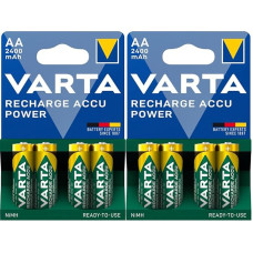 VARTA AA įkraunamos baterijos, 4 vnt., įkraunamos 2400 mAh NI-MH, be atminties efekto, iš anksto įkrautos, paruoštos naudoti (2 vnt.)
