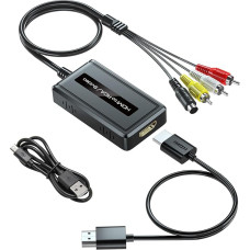 PARUIEN 2 in 1 HDMI į S-Video/RCA keitiklis, 1080P HDMI Svideo adapteris, HDMI į Svideo RCA Composite AV + R/L garso keitiklis, suderinamas su DVD/PS3/PS4/HDMI TV Stick