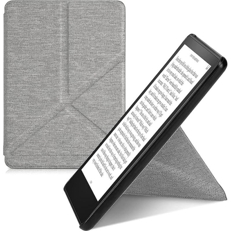 kwmobile Case Compatible with Amazon Kindle Paperwhite (11th Gen - 2021) - Fabric eReader Protective Cover Case - Light Grey