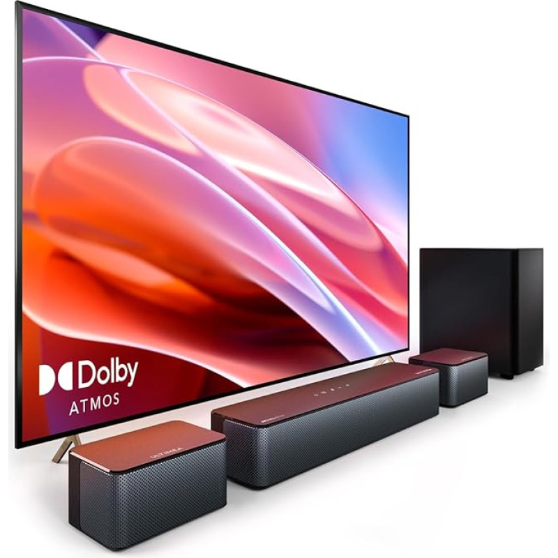 ULTIMEA 5.1 Dolby Atmos garso juosta, 3D erdvinio garso sistema, garso juosta su žemų dažnių garsiakalbiu, reguliuojamų žemų dažnių TV garsiakalbis namų kinui, Poseidon D60 serija, modelis 2023