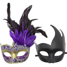 Coolwife Pora kaukė maskarado kamuolys plunksnų karnavalas Venecijos Cosplay kostiumas šalis kamuolys, A Purple