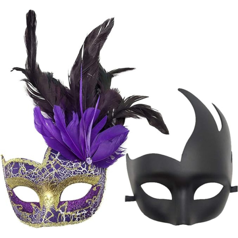 Coolwife Pora kaukė maskarado kamuolys plunksnų karnavalas Venecijos Cosplay kostiumas šalis kamuolys, A Purple