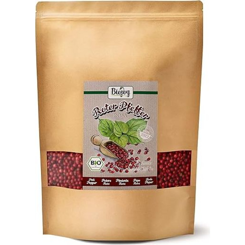 Biojoy Organic Red Pepper Whole (1 kg), Red Pepper Berries for Mill (Schinus terebinthifolia)