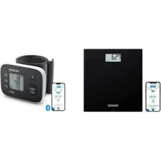 OMRON RS3 Intelli IT Wrist Blood Pressure Monitor Clinically Validated + OMRON HN300T2 Intelli IT Smart Digital Bathroom Scale with Free App for iOS/Android