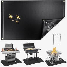 Fireproof Mats for Outdoor Grill 152 × 92 cm, Oilproof Waterproof BBQ Protection for Decks and Patios, Grill Rug Floor Protection Mat, Indoor Fire Pit Mats, Fireplace Rugs, Black