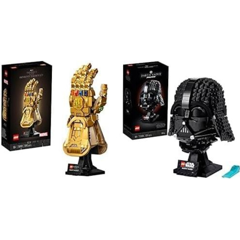 LEGO 76191 Marvel Super Heroes Infinity Glove & 75304 Star Wars Darth-Vader Helmet Construction Set for Adults, Decoration, Gift Idea, Model for Building and Displaying