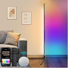 Fortand LED Corner Lamp, WiFi RGBCW Floor Lamp Living Room Dimmable LED Floor Lamp Compatible with Alexa/Google Home, LED Corner Light with Remote Control, Modern Reading Lamp, Smart Floor Lamp,