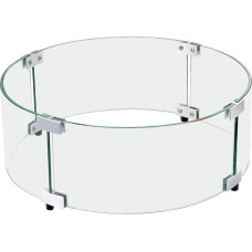 VEVOR Fire Pit Wind Shield 435x170mm Round Glass Flame Guard 6mm Thick Fire Table Accessories Clear Tempered Glass Flame Guard for Propane Gas Outdoor Patio Backyard
