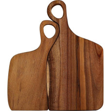 Ekologiška akacijos medienos pjaustymo lenta Poros Valentino dienos virtuvės pjaustymo lenta su rankenomis, skirta mėsininko bloko sūriui, daržovėms, vaisių salotoms (2 porų lentų rinkinys 16 x 9 colių, 13 x 7 colių)