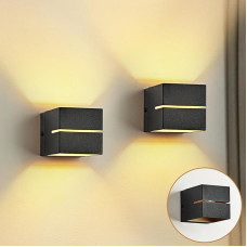 Doughelec LED sieninis šviestuvas sieninis šviestuvas vidinis auksinis juodas derliaus sieninis šviestuvas G9 keičiamas 6 W šiltai baltos spalvos 3000 K su šviesos lizdu, aliumininis sieninis šviestuvas aukštyn žemyn lovos šviestuvas gyvenamajam kambariui