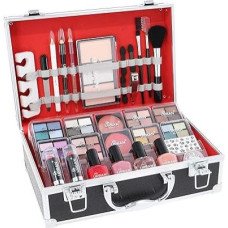 Love Urban Beauty Vegan French Manicure Makeup Box - 76 dalių makiažo rinkinys - apima akių šešėlius, ryškiklį, lūpų dažus, skaistalus, šepetėlius, manikiūro reikmenis - idealus tuštybės dėklas namams