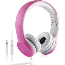 hisonic Kinderkopfhörer ab 3 Jahre, Leicht kopfhörer Kinder mit Laustärkebegrenzung auch Mikrofon Verstellbare Kinder Erwachsene Headset für Jungen und mädchen (Rosa)