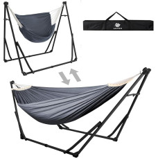 Anyoo Hammock and Hanging Chair with Folding Frame, Portable Hammock Frame Set for Outdoor/Indoor Garden Patio Camping Deck
