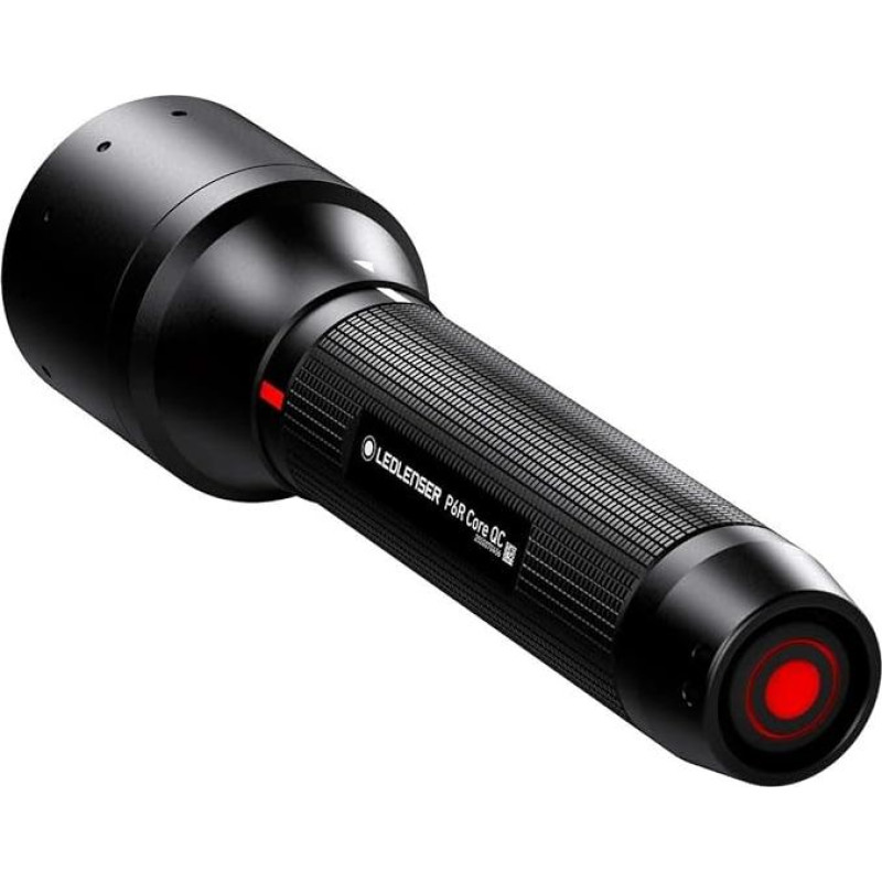 Ledlenser P6R Core QC LED Torch, Multicoloured-LED (White, Red, Green, Blue), Rechargeable with 18650 Lithium Battery, Strobe Function, 270 Lumen, 335 m Light Range, includes battery, hunting,