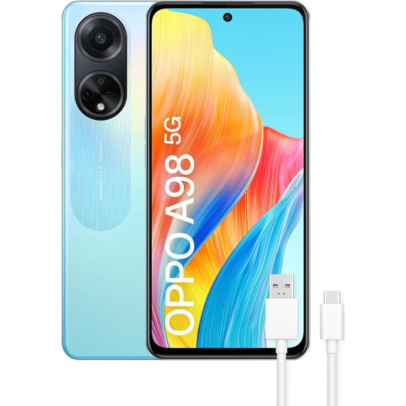 Oppo A98 5G, dvigubas, 256GB, 8GB RAM, svajingai mėlynas