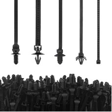 Pack of 200 Universal Push Mount Cable Ties, 5 Sizes Cable Ties for Car Mount, Black Car Cable Ties, Nylon Car Wiring Harness for Most Cars