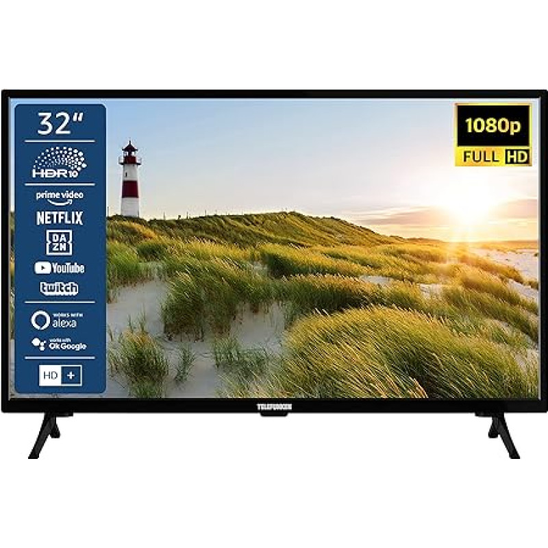 TELEFUNKEN XF32SN550S 32 colių televizorius/išmanusis televizorius (Full HD, HDR, trigubas tiuneris) - įskaitant 6 mėnesių HD+ [2023], juodas