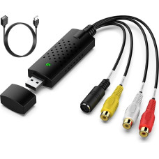 VHS į skaitmeninį keitiklį, USB 2.0 vaizdo įrašymo kortelė, senas VHS VCR Mini DV Hi8 DVD į skaitmeninį keitiklį Mac/PC, RCA į USB vaizdo keitiklį, TV kasečių grotuvas, vaizdo kamera, suderinama su Windows Mac