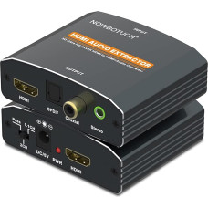 HDMI garso išvesties daliklis 4K HDMI į HDMI garso keitiklis + koaksialinis + optinis Toslink SPDIF + 3,5 mm stereofoninis analoginis garsas, HDMI garso adapteris PS4/5, 