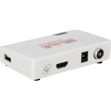 ASHATA HDMI ir RF koaksialinio keitiklio moduliatorius televizoriui, HDMI ir RF koaksialinio keitiklio adapterio dėžutė su nuotolinio valdymo pultu, palaiko 480I/480P/576I/576P/720P/720I/1080I/1080P (100-240V) (ES)