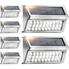 Onshida Solar Wall Lights for Outdoor Use, 30 LED Garden Solar Light Path Light with Light Sensor, Waterproof Wireless Solar Lamp for Stairs, Fence, Gutters, Balcony, Patio (Set of 6)
