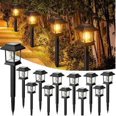 nipify Solar Lights for Outdoor Garden, Pack of 12 Solar Garden Lights, Waterproof Vintage Solar Lights for Outdoor Use with Warm White Tungsten, Auto On/Off Solar Lights, Garden Decoration for Lawn,