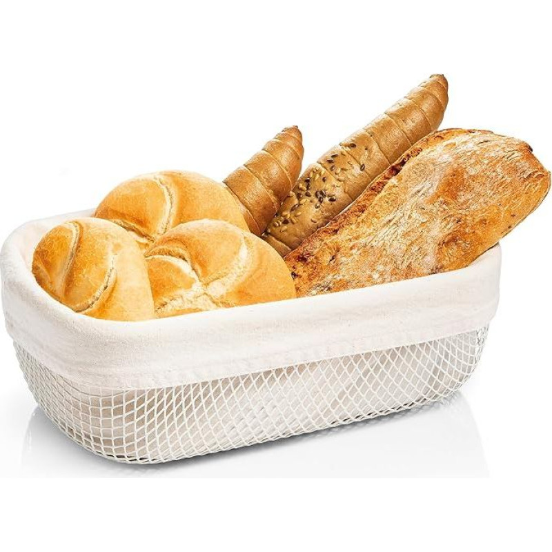 Tescoma Line Online 900829 Bread Basket Enamelled Metal and Cotton Interior 18.5 x 28.5 cm