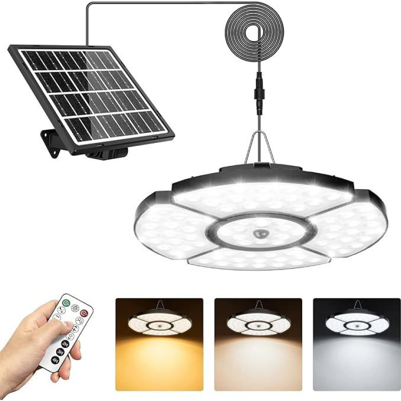 MEIHUA Solar Lamp for Outdoor and Indoor Use 76 LEDs Solar Lights with Motion Sensor and Remote Control 270° Adjustable Lighting Angle IP54 Waterproof with 4 Lighting Modes for Home Yard Garage