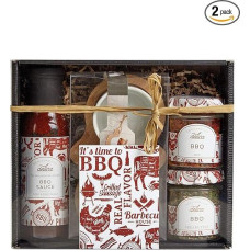 LAUX BBQ dovanų dėžutė su BBQ prieskonių mišiniais, BBQ padažu ir 2 dubenėliais - išskirtiniai ingredientai - dovanos vyrams ir moterims - kalėdinės dovanos