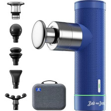 BOB AND BRAD A7 mini masažo pistoletas - nešiojamasis gilaus masažo pistoletas su 11 mm amplitude, metalinėmis masažo galvutėmis, USB C greituoju įkrovimu, puikiai tinka raumenų atpalaidavimui ir skausmo malšinimui, mėlynas