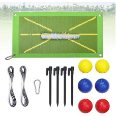 14 dalių golfo treniruočių kilimėlių rinkinys, 50 x 25 cm golfo treniruočių kilimėlis, sūpynės aptikimo mušinėjimo treniruočių priemonės lauke, nešiojamasis sūpynės treniruočių kilimėlis