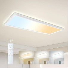ONDTA LED lubų šviestuvas, reguliuojamas 22 W, 58 x 20 cm, 2700 K-6500 K, lubų šviestuvas su nuotolinio valdymo pulteliu ir naktinio apšvietimo režimu, IP44 vandeniui atsparus LED skydelis virtuvei, svetainei, miegamajam, vonios kambariui, biurui,