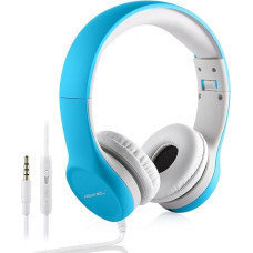 hisonic Kinder kopfhörer ab 3 Jahre, Kabel kopfhörer für Kinder Leicht kopfhörer mit Laustärkebegrenzung, Musik-Sharing-Funktion, Mikrofon Verstellbare Kinder Headset für Jungen und mädchen (Blau)