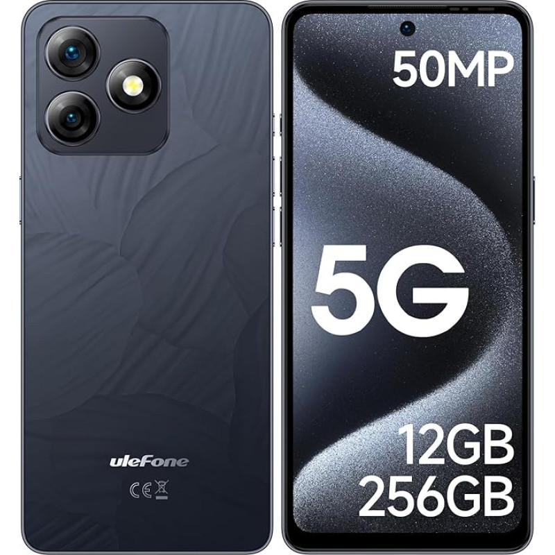 Ulefone Note 18 Ultra 5G išmanusis telefonas, 12GB + 256GB 50MP + 32MP aštuonių branduolių MTK Dimensity 720 5450mAh 18W 6,78 colių FHD+ 90Hz mobilusis telefonas be sutarties Android 13 Dual SIM Fingerprint ID NFC 2 metai