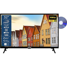 TELEFUNKEN XF32SN550SD 32 colių televizorius/išmanusis televizorius (Full HD, HDR, trigubas tiuneris, DVD grotuvas) - įskaitant 6 mėnesių HD+ [2023], juodas