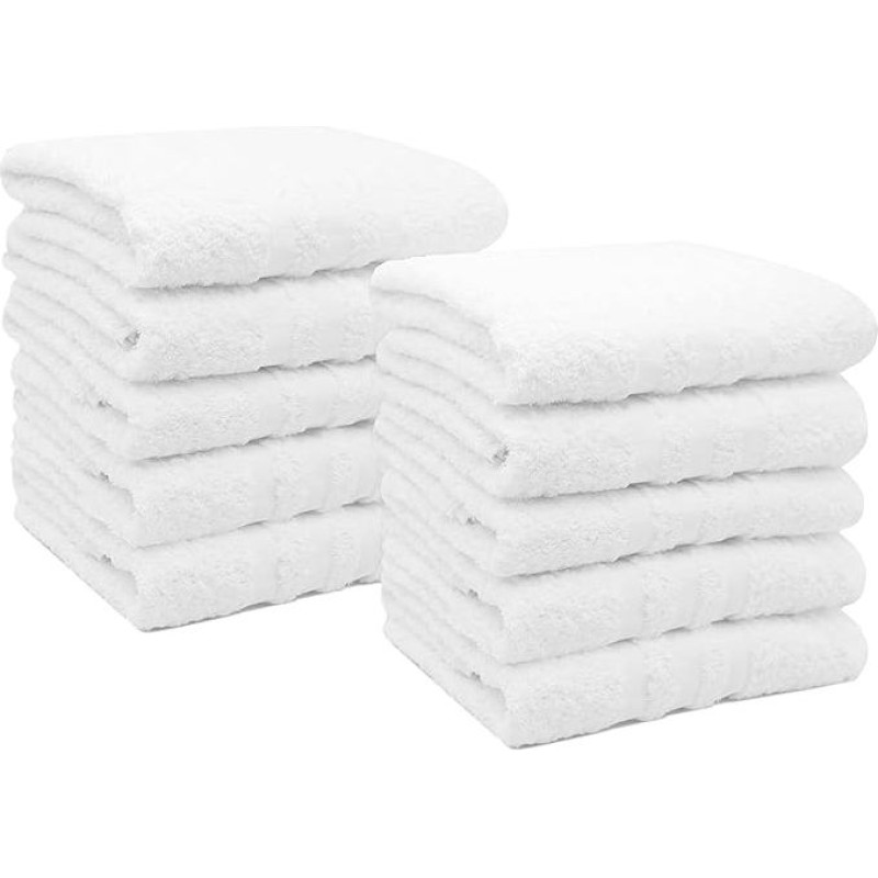 ZOLLNER 10 rankšluosčių rinkinys, 50 x 100 cm, medvilniniai, balti