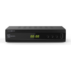 TELE System TS6822 PRO DVB-T2 HEVC skaitmeninės antžeminės televizijos dekoderis ir dvigubas imtuvas DVR-T2 HD HDR (HDR10/HLG) su ekranu ir nuotolinio valdymo pultu 2 in 1 su TV valdikliu