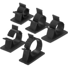 QUARKZMAN Pack of 100 Cable Clips, 7.5-25 mm Diameter Set, Self-Adhesive Nylon Cable Holder, Adjustable Cable Management Organiser Clamp for PC, Desk, Office, Black