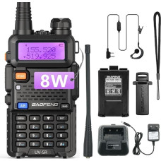 UV-5R 8W Walkie Talkie Didelės galios FM radijas 128 kanalų radijo ryšio siųstuvas su ausinėmis