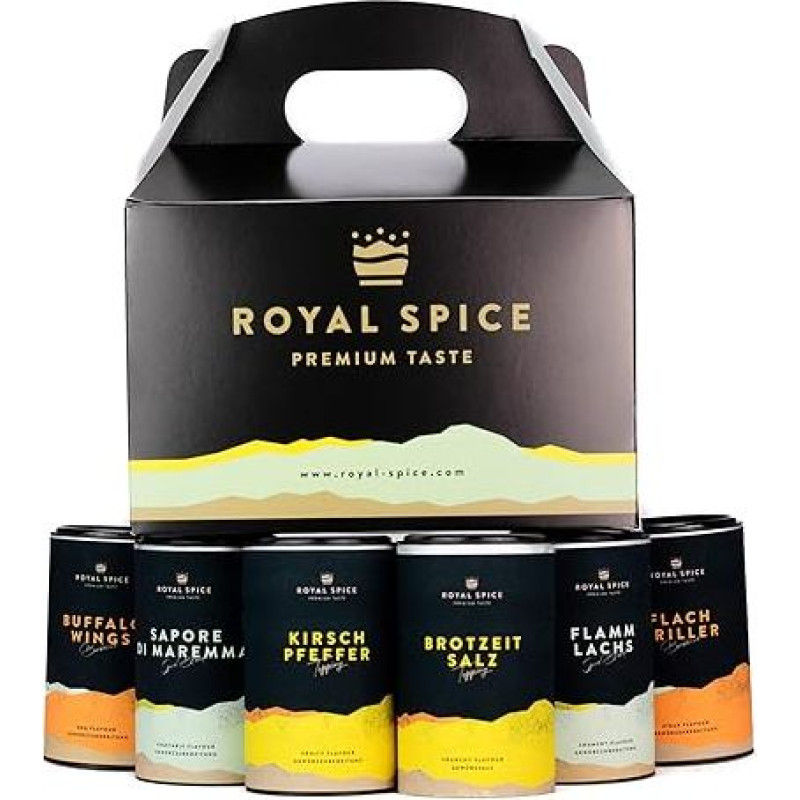 Royal Spice - Nice to Spice Box 630 g - BBQ Spice Gift Set / Tasting Set - Spice Set of 6 Unique Spice Mixes & Dry Marinades/Rubs