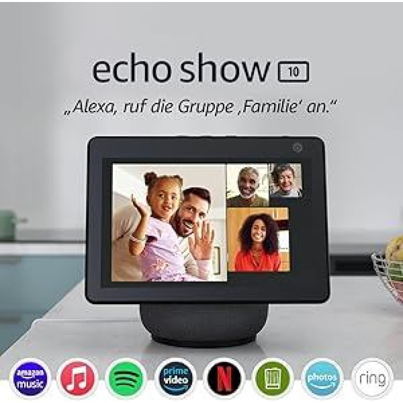 Echo Show 10 (Newest gen) | HD smart display with motion and Alexa | Charcoal
