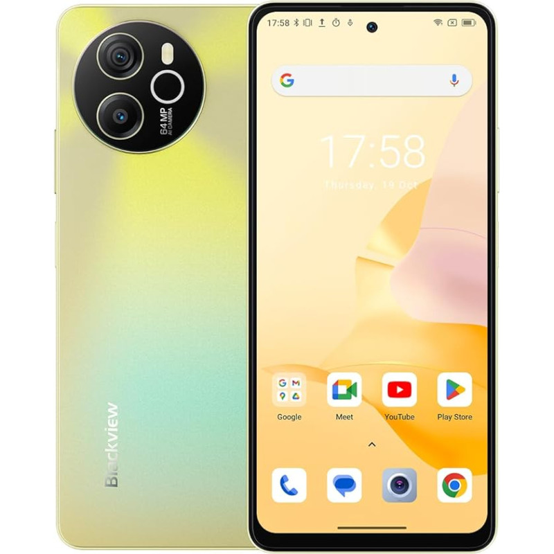 Blackview Shark 8 išmanusis telefonas be sutarties, 16GB + 256GB, 6,78 colių FHD+ 120Hz, 64MP + 13MP kamera, 33W greitasis įkrovimas, trys kortelių lizdai, 